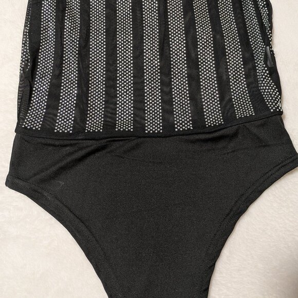 Rhinestone Lines See-through Bodysuit / Lingerie - Picture 1 of 3